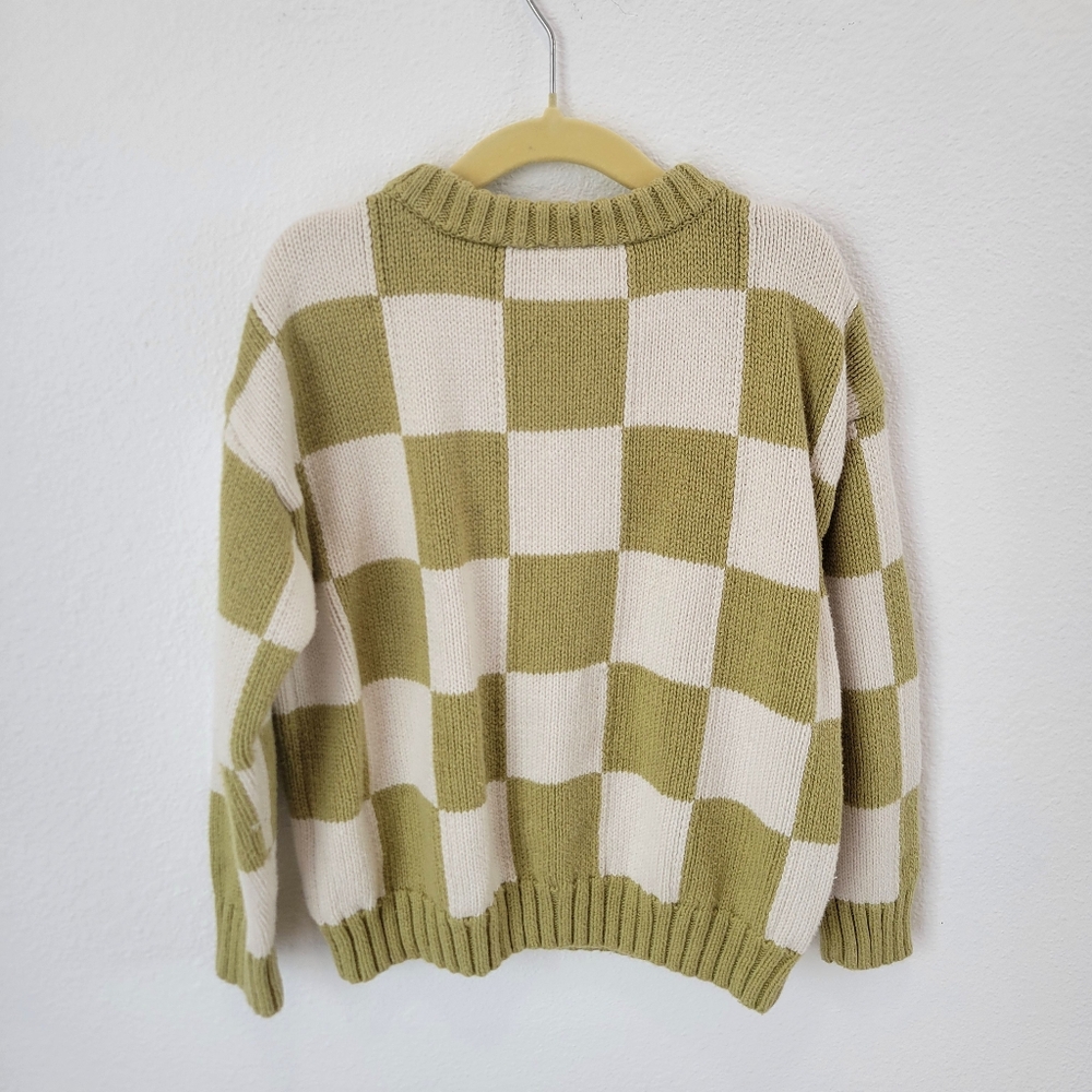 Green and Cream 100% Cotton Sweater - Little Co. Size 5T - Picture 3 of 4